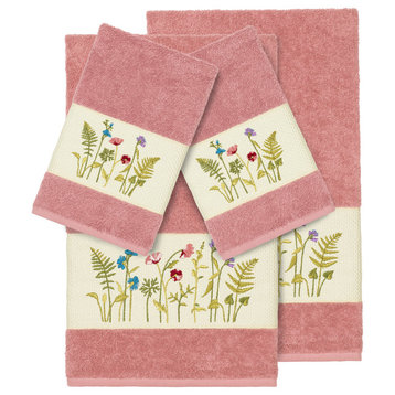 Serenity 4-Piece Embellished Towel Set, Tea Rose
