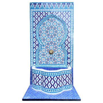 Blue & White Moroccan Tile Wall Fountain