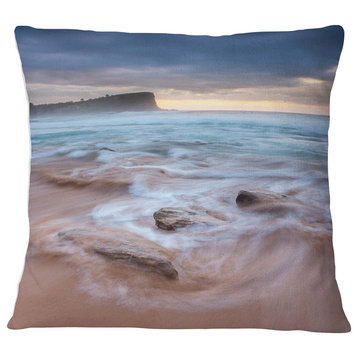 Bright Sydney Sea with Long Waves Seashore Throw Pillow, 18"x18"