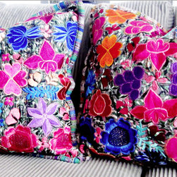 Emroidered Colorful Throw Pillows by Native Trade- Pink, Orange, and Blue - Decorative Pillows