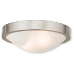 Livex Lighting - Ceiling Mount With White Alabaster Glass, Brushed Nickel - Classic and inviting, this flush mount works well with any style of decor. Finished in brushed nickel with white alabaster glass for soft illumination.