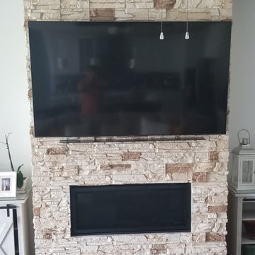 DIY Fireplace Wall Ideas with Vanilla Bean Stacked Stone