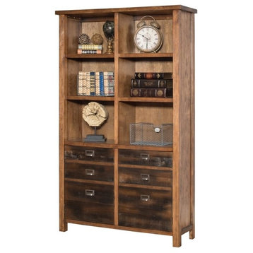 Beaumont Lane Traditional Wood Bookcase with Doors and Shelves in Brown