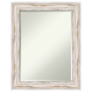 Alexandria White Wash Beveled Wood Bathroom Wall Mirror - 23 x 29 in.