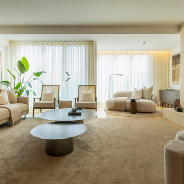 Curved Sofa and Linear Fireplace Living Room, Lisbon