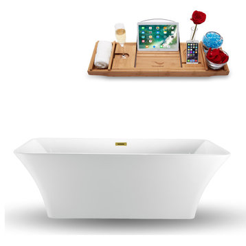 71" Streamline N1000GLD Freestanding Tub and Tray With Internal Drain