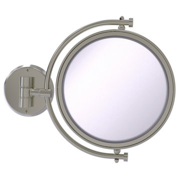 8" Wall-Mount Makeup Mirror, Satin Nickel, 4x Magnification