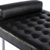 Retro, Modern Tufted Genuine Leather Lounge Chaise, Black