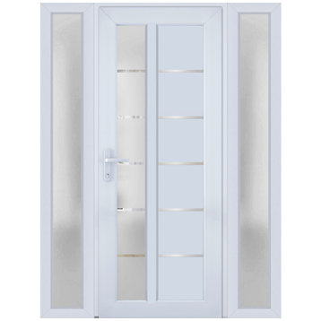 Front Exterior Prehung Door Frosted Glass / Manux 8088 White / 60 x 80" Right In