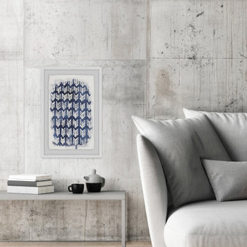 "Indigo Batik Vignette IV" Framed Painting Print