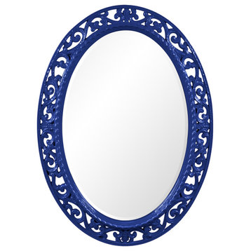 Suzanne Oval Mirror Custom Painted, Traditional, 30 X 38, Glossy Royal Blue