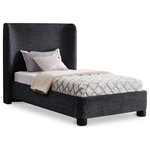 Meridian Furniture - Penny Bed, Black, Twin, Chenille Fabric - Give your bedroom an instant makeover with this black Penny chenille fabric bed. A fusion of style and comfort, this twin-size bed comes upholstered in rich black chenille fabric for a charming look and has an extra-high, curved headboard for optimal support while you read or watch TV. A chic and functional addition to your bedroom, this handsome bed is a true showstopper from every angle.