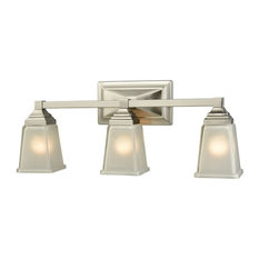 Sinclair 3-Light Vanity, Brushed Nickel With Frosted Glass Shade