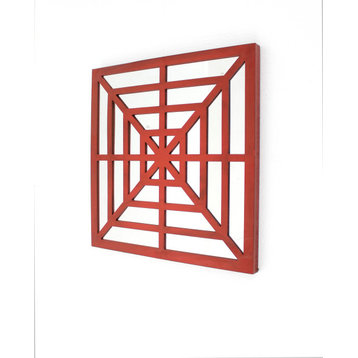 Modern Mirrored Bright Red Wooden Wall Decor