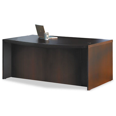 Aberdeen Series Laminate Bow Front Desk Shell, 72"x42"x29-1/2", Mocha