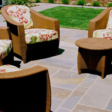 Pattern cut bluestone patio