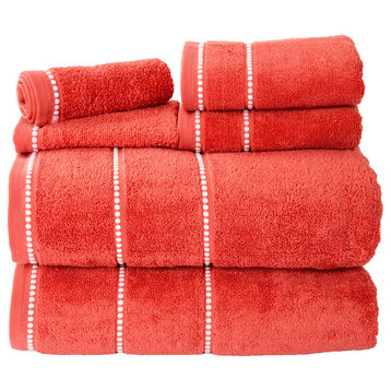 Lavish Home Quick Dry 100% Cotton Zero Twist 6 Piece Towel Set, Brick