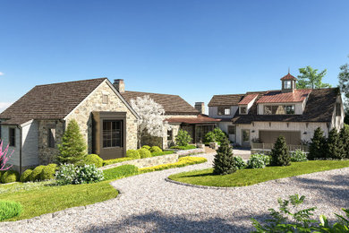 Example of a cottage exterior home design