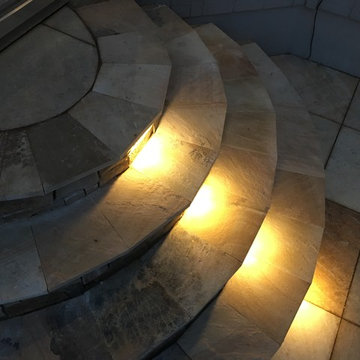 Missouri Paver Patio and Fire Pit with built in steps and outdoor lighting