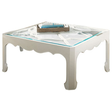 Tommy Bahama Ivory Key Cassava Cocktail Table With Glass Insert