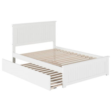 AFI Nantucket Solid Wood Full Platform Bed with Full Trundle in White