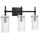 Linea di Liara - Effimero 3-Light Wall Sconce, Black With Frosted Glass - Farmhouse inspired, the Effimero three light bathroom vanity light wall sconce is transitional home decor at its best. The simple yet elegant metal finish with frosted glass shades lends itself to placement in a bathroom, entryway or dining room, bringing a classically minimal vibe to the space. Perfect for bathrooms, corridors, dining rooms, living areas, bedrooms and other spaces.