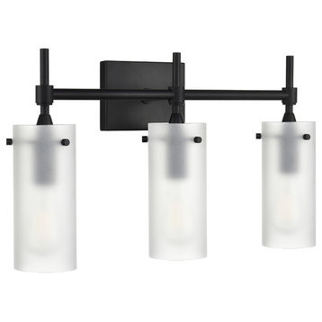 Effimero 3-Light Wall Sconce, Black With Frosted Glass