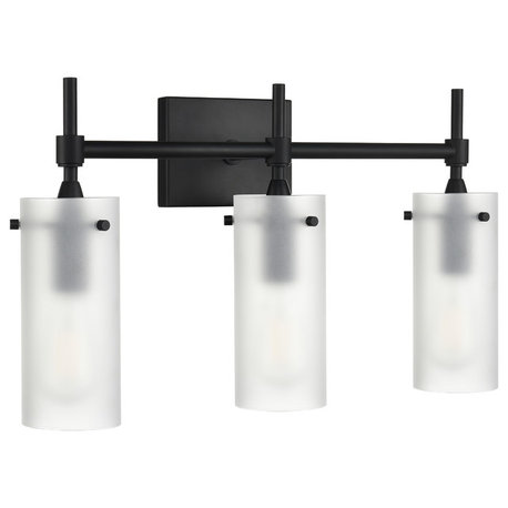 Effimero 3-Light Wall Sconce, Black With Frosted Glass