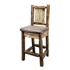 Montana Woodworks - Homestead Bar Stool With Back, Saddle Upholstery, Stain and Lacquer Finish - Bar Stools and Counter Stools
