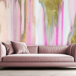 Pink and Gold Abstract  Accent Wall - Wall Decals