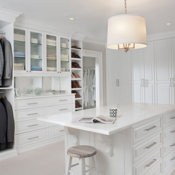 White Painted Maple Wood Walk-In Closet & Dressing Room, Westchester County, NY