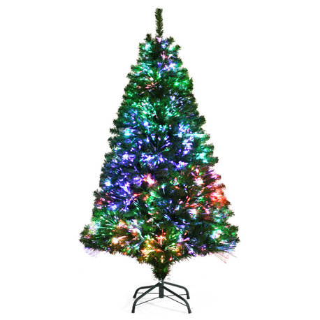 Costway 5ft Pre-lit Fiber Optic PVC Artificial Christmas Tree w/449 Branch Tips