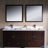 Oxford 72" Mahogany Double Sink Vanity Cascata Brushed Nickel Faucet