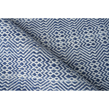 Echo Indoor/Outdoor Handmade Flatwoven PET yarn Blue/Ivory Area Rug, 6'x9'