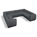 Meridian Furniture - Quinn Chenille Upholstered U-Shaped Modular Sectional, Grey, 8-Piece: 4 Armless Chair, 4 Corner Chair - The Quinn Modular Sectional is a stunning piece crafted in a rich and luxurious grey chenille fabric. Its awe-inspiring design and exceptional quality make it a perfect addition to any space, whether it's a living room, bedroom, or office. The sectional's plush cushioning and sturdy frame provide both comfort and durability, ensuring that it will be a favorite for years to come. Whether you're looking for a statement piece or simply a comfortable seating option, the Quinn sectional is an excellent choice.