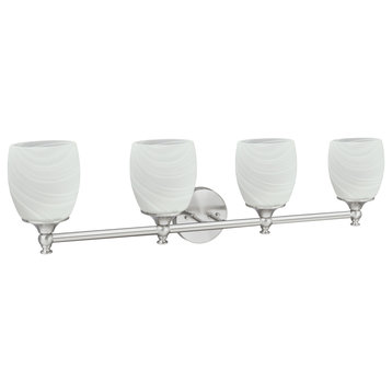 62144, 4-Light Metal Bathroom Vanity Wall Light Fixture, Brushed Nickel