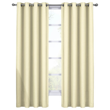 100% Blackout Diamond Woven Drapes, 2PC, Ivory, 108"x63"