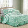 Birdsong 6-Piece Bed Spread Set, Green, Queen, 90"x90"
