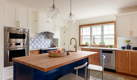 Blue, White and Wood Kitchen Brings Character to a 1904 Home