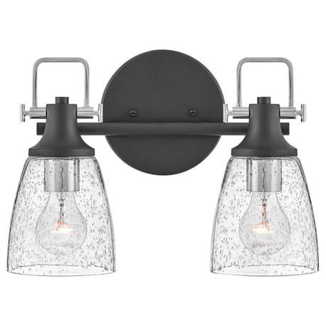 Hinkley Easton 14.5" Two Light Bath Vanity Fixture, Black + Chrome