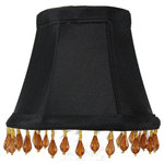 HomeConcept - Candelabra Stretch With Gold Liner, Amber Beads Premium Lampshade 3"x5"x4" - Home Concept Signature Shades  feature the finest premium shantung fabric.   Durable Upholstery-Quality fabric means your new lampshade will last for decades.  It wont get brittle from smoke or sunlight like less expensive fabrics.  Heavy brass and steel frames means your shades can withstand abuse from kids and pets. It's a difference you can feel when you lift it.    Premium Black Shantung Fabric  Casual Style Stretch Lampshade, Finial not Included  Deluxe lampshade, found in better lighting showrooms.  Durable Hotel quality shade.  3 Top x 5 Bottom x 4 Slant Height