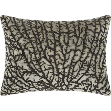 Luminescence Beaded Coral Throw Pillow, Gray, Black