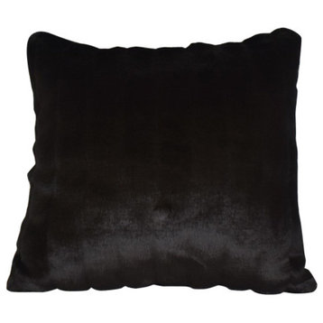 faux fur black mink pillow handmade usa, 19x19