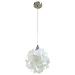 EQ Light - Hado Pendant Light, Nickel, Small - The Hado Pendant Light makes a stunning accent piece in a dining room, entryway or kitchen. This elegant pendant light has silver steel construction and a spherical shade made from white spiral polypropylene pieces. Hang it in a contemporary style home for a cohesive look.