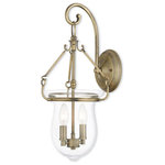 Livex Lighting - Wall Sconce With Handcrafted Clear Glass, Antique Brass - Clean, simple, and classic, you can't go wrong with our Canterbuty bell jar lantern sconce in antique brass.