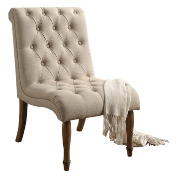 Iris Tufted Upholstered Slipper Chair, Beige