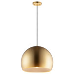 ET2 - Palla 16" LED Pendant, Satin Brass / Coffee - Spherical shaped pendants are constructed unibody design. A dramatic two-tone finish is available in your choice of Black/Satin Brass, Dark Gray/Coffee, or Satin Nickle/Black. The LED light source is concealed to reduce glare while providing ample light below.