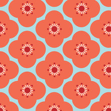 Bloom Clouds - coral & blue wallpaper by kayajoy for sale on Spoonflower - custo
