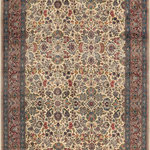 Bareens Designer Rugs - Pak Persian India Ivory/Pink Wool Rug - 9'1'' x 12'3'' - Designed with mesmerizing intricacy and gorgeous color palette, this hand-knotted masterpiece demonstrates the beauty and electrifying thrill of Pak Persian art. These meticulously hand-knotted Pak-Persian rug is made with pure wool and features breathtaking traditional, transitional, and tribal designs in bold luxurious color pallets. Known for their intricate designs these rugs are a reproduction of Persian rugs, made in Pakistan with unique Mughal designs. Made by master weavers using the same Persian texture, design and dying technique, we wanted to produce the most significant manifestation of Persian art, life, and culture. This rug is most famous for its exceptional quality, incredible designs, patterns, and vibrant rich color. Pak-Persian rugs made with Persian weave with high knot counts, which enables the high intricacy and detail found in the patterns are also referred to as "State of art", each color adds a rich beautiful detail in the artwork of this rug. The design, color, and beautiful chromatic composition with a vibrant sheen with intricate designs, exude beauty, elegance, and quality make this rug a masterpiece of its own.