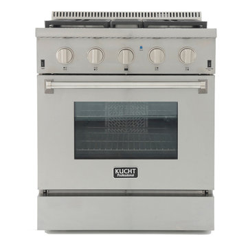 KUCHT Pro Style 30" Stainless Steel Range With Convection Oven, Classic Silver,